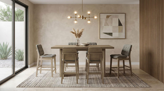 Decker 7-piece 70-inch Rectangular Counter Height Dining Set Grey and Natural Oak