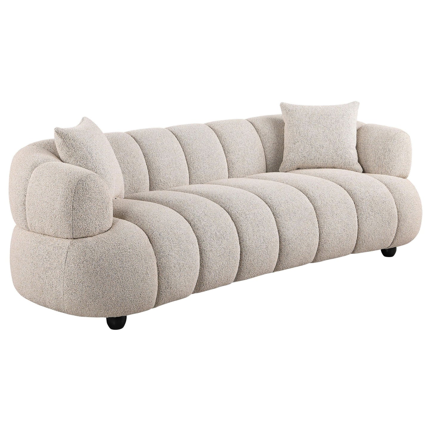 Whitney Contemporary Channel Tufted Woven Fabric Upholstered Sofa Set