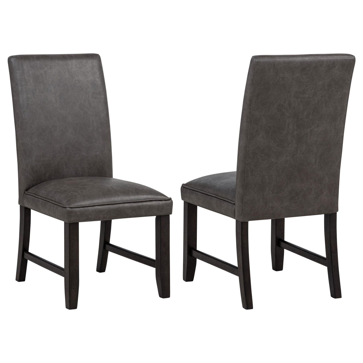 Averill Faux Leatherette Upholstered Dining Side Chair Dark Grey (Set of 2)