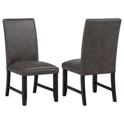Averill Faux Leatherette Upholstered Dining Side Chair Dark Grey (Set of 2)