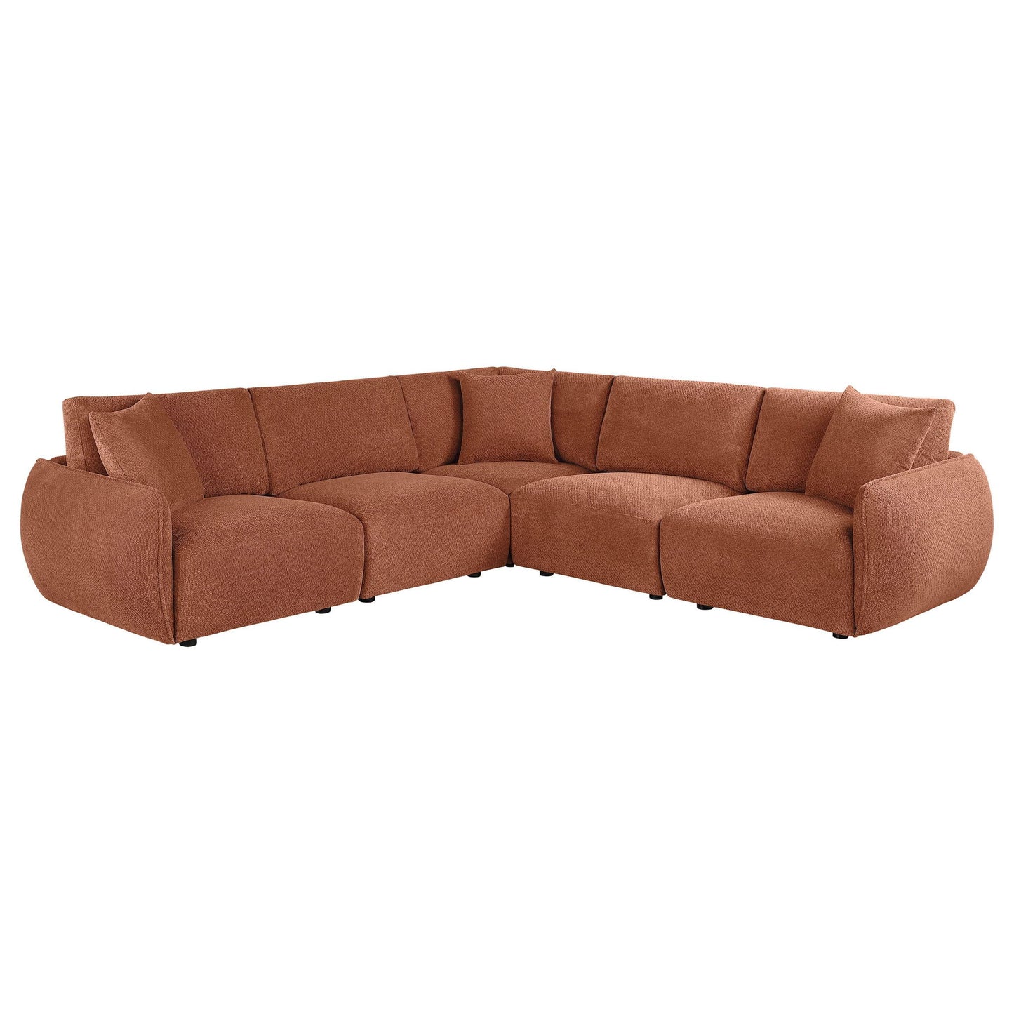 Elysia 5-piece Fabric Upholstered Modular Sectional Sofa Coral