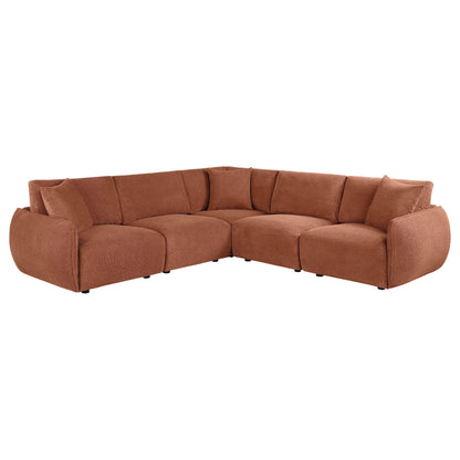 Elysia 5-piece Fabric Upholstered Modular Sectional Sofa Coral