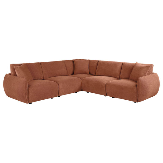 Elysia 5-piece Fabric Upholstered Modular Sectional Sofa Coral