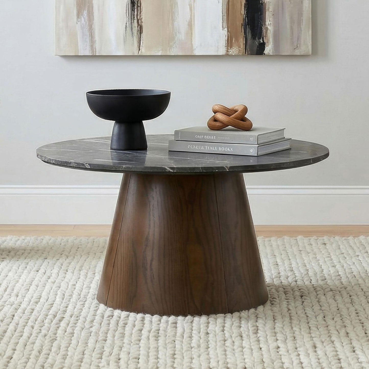 Franklin 36-inch Round Pedestal Coffee Table Grey and Dark Brown