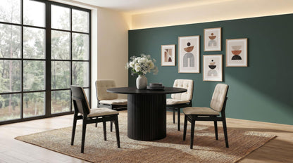 Hamlyn 5-piece Round Wood Dining Set Cream and Black