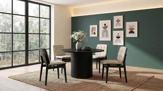 Hamlyn 5-piece Round Wood Dining Set Cream and Black