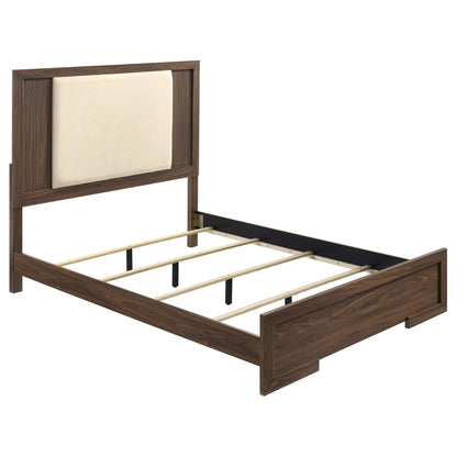 Etienne Queen Velvet Upholstered Panel Bed Walnut