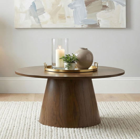 Franklin 36-inch Round Pedestal Coffee Table Dark Brown
