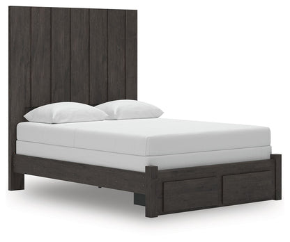 Fraluna - 3 Pc. - Queen Panel Storage Bed, Dresser And Mirror - Charcoal