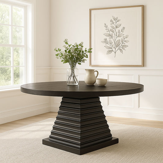 Plateau - 54" Round Dining Table - Top & Base - Dark Brown