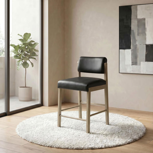 Kehoe Upholstered Counter Height Chair Black and Natural Oak (Set of 2)