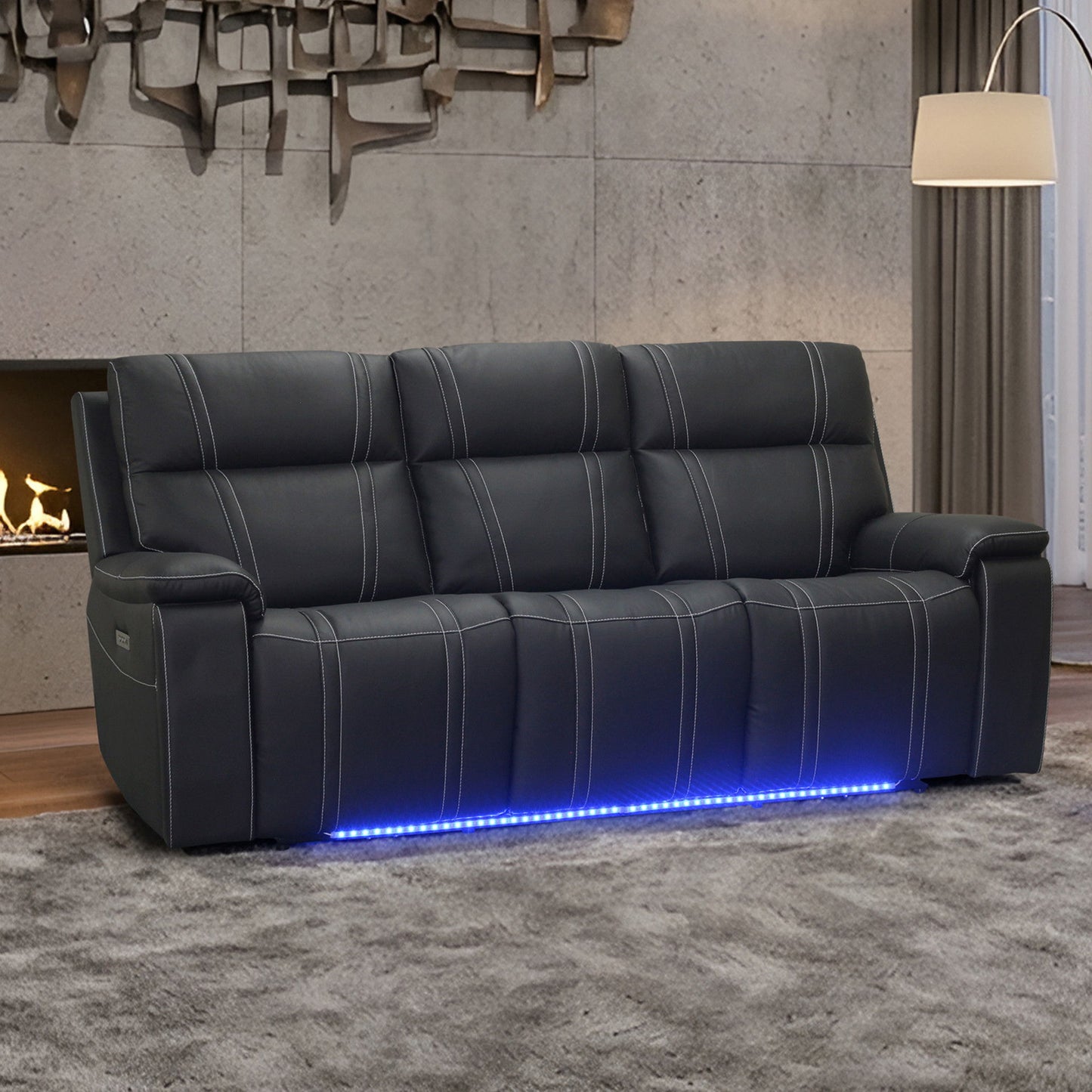 Hartley - Reclining Sofa With Power Headrest & Footrest - Black