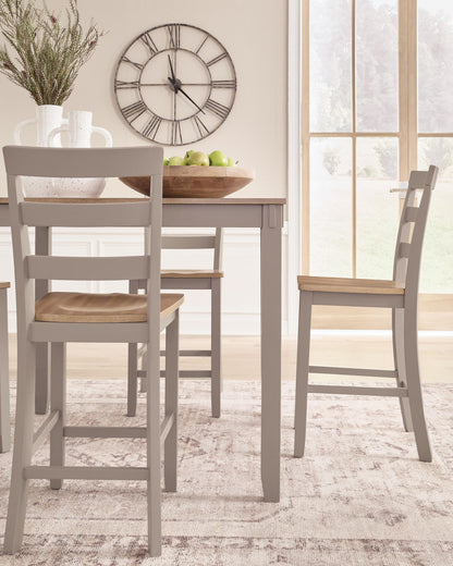 Harperfeld - Dining Room Counter Table Set (Set of 5) - Natural / Gray