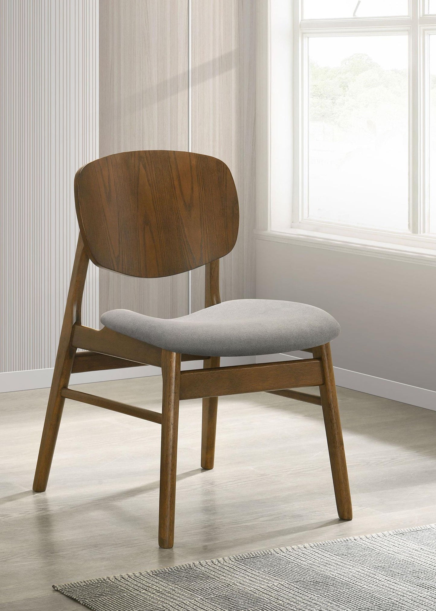 Benford Dining Side Chair Upholstered Seat Dark Brown (Set of 2)