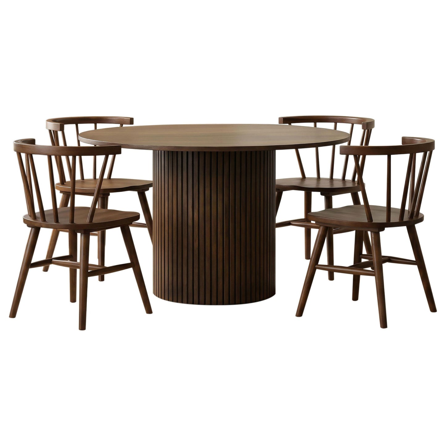 Hamlyn 5-piece Round Wood Dining Set Walnut