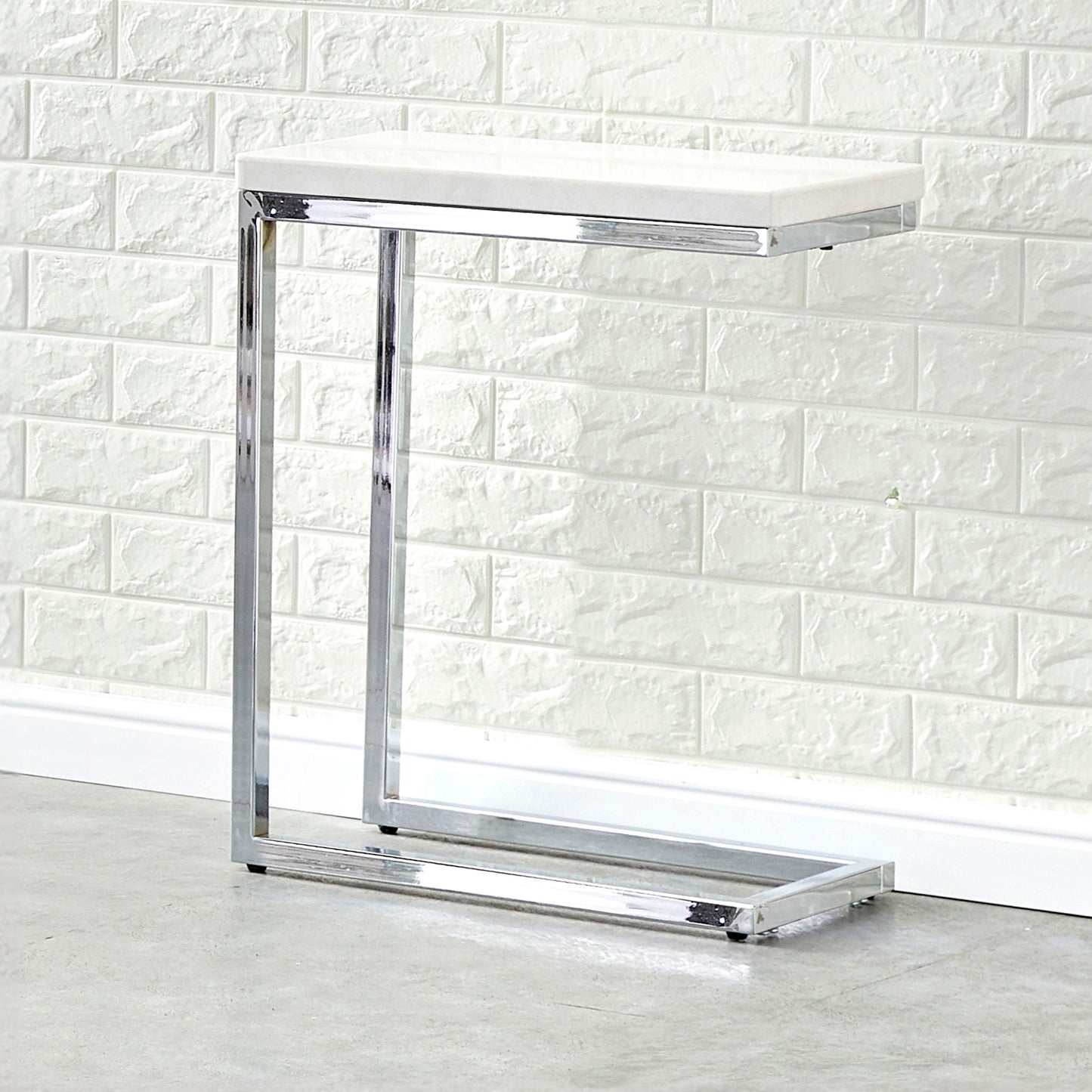 Echo - Marble Top Chairside Table - White