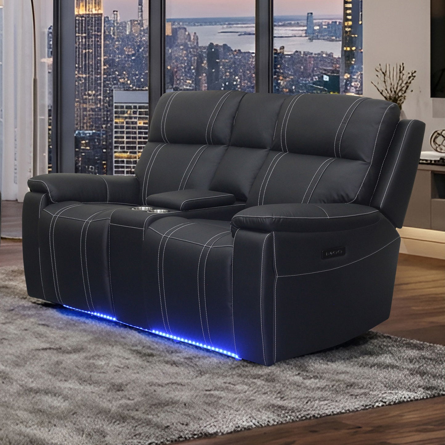Hartley - Reclining Console Loveseat With Power Headrest & Footrest - Black