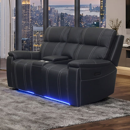 Hartley - Reclining Console Loveseat With Power Headrest & Footrest - Black