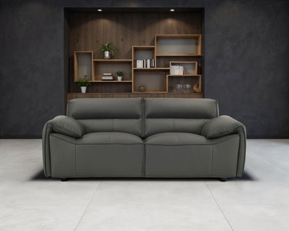 Buxton Top Grain Leather Upholstered Loveseat Graphite