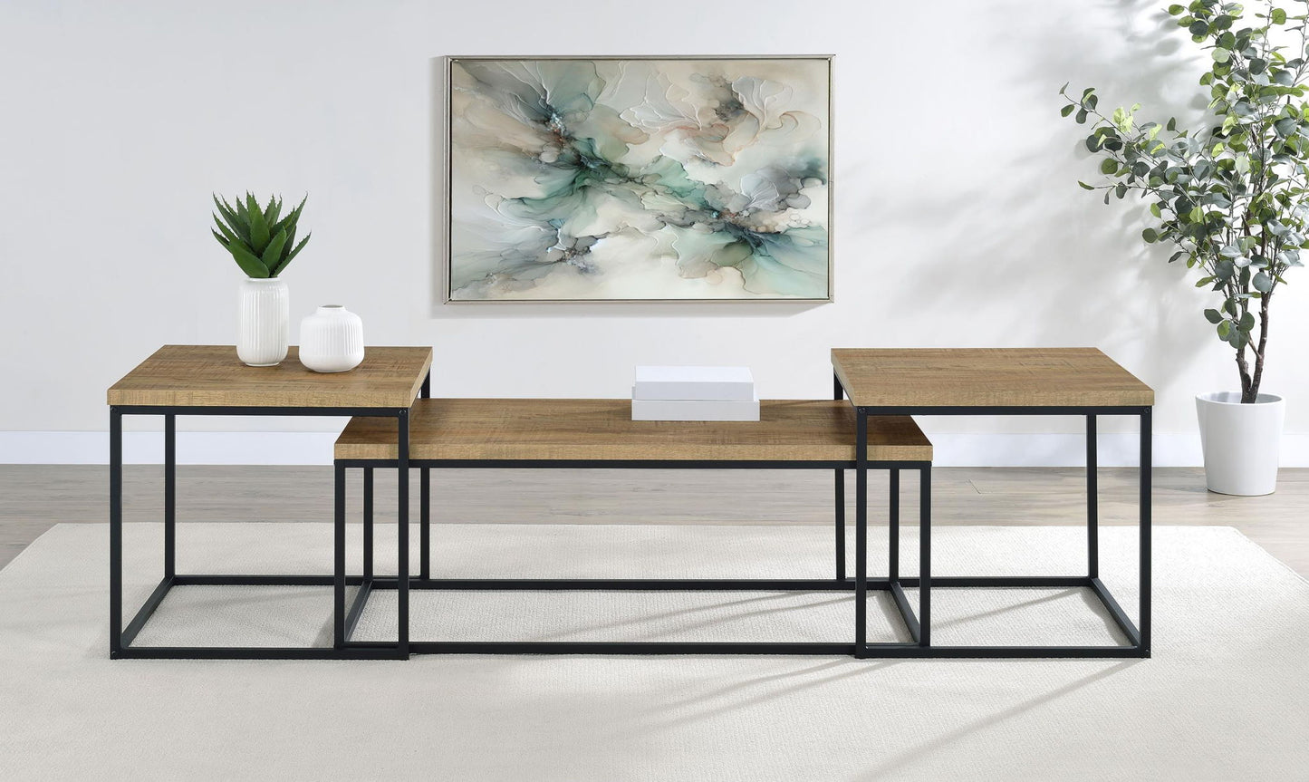 Straden 3-piece Engineered Wood Coffee Table Set Mango and Black