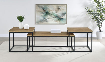 Straden 3-piece Engineered Wood Coffee Table Set Mango and Black