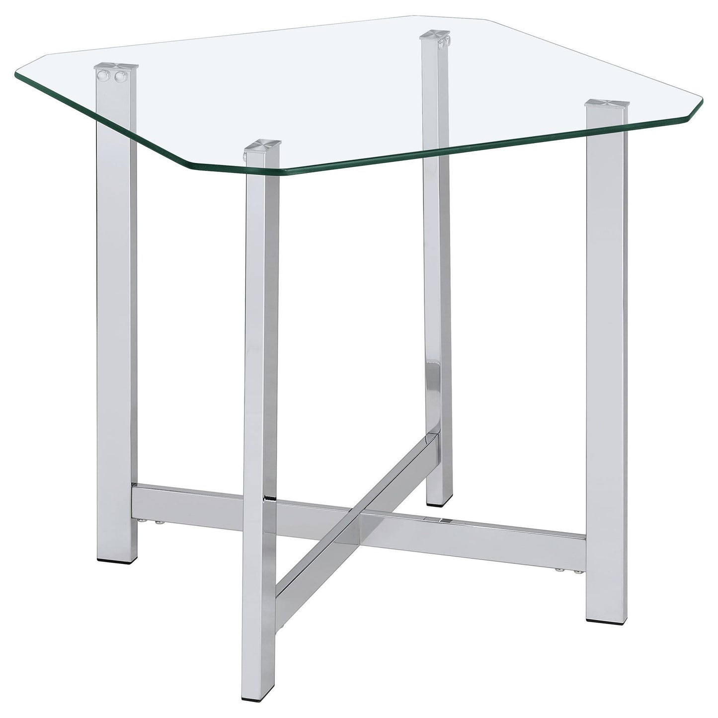Cronin Square Tempered Glass Top Side End Table Chrome