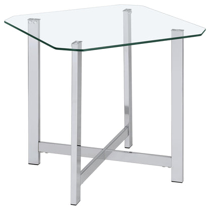 Cronin Square Tempered Glass Top Side End Table Chrome