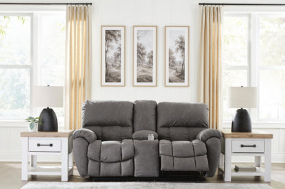 Bakerstein - Power Reclining Loveseat/Console/Adjustable Headrest - Galaxy