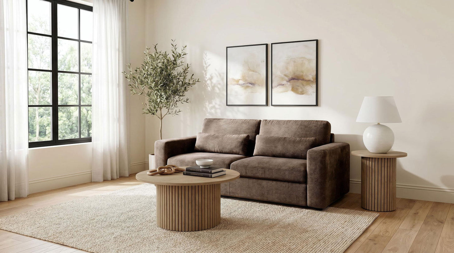 Amador Chenille Upholstered Track Arm Sofa Chocolate