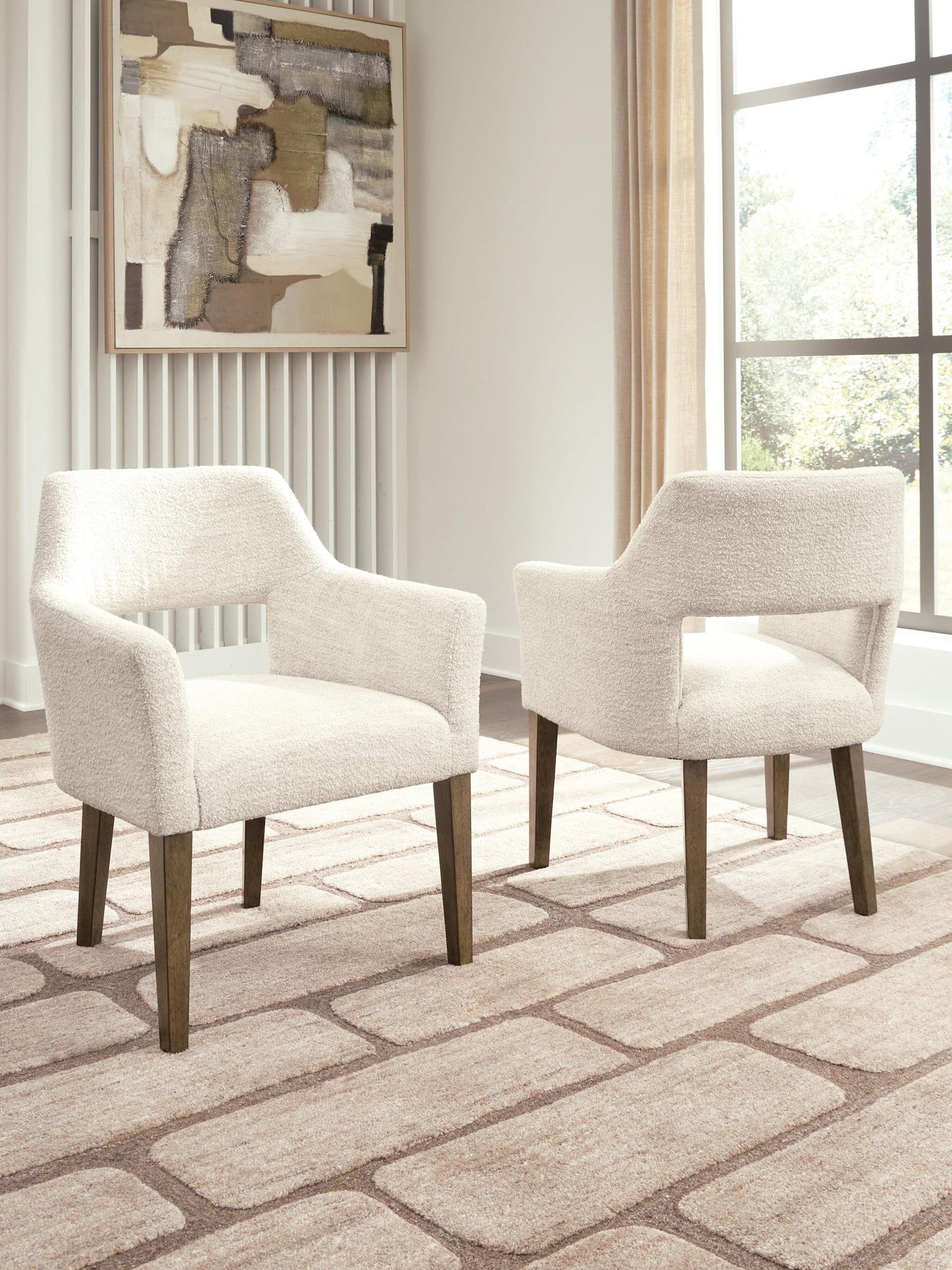 Marxmore - Dining Upholstered Arm Chair (Set of 2) - Beige / Brown