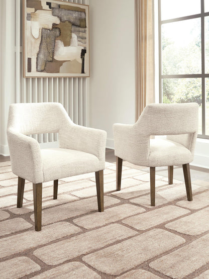 Marxmore - Dining Upholstered Arm Chair (Set of 2) - Beige / Brown