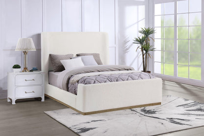 Nala Queen Bouclé Upholstered Platform Bed Cream