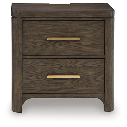 Radkin - Two Drawer Night Stand - Burnished Brown