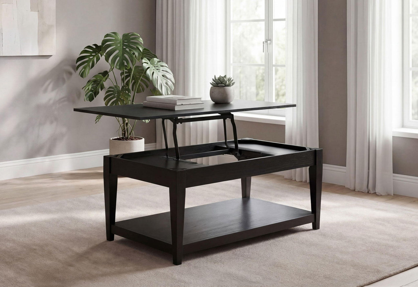 Lindenton Lift-Top Occasional Cocktail Coffee Table Black