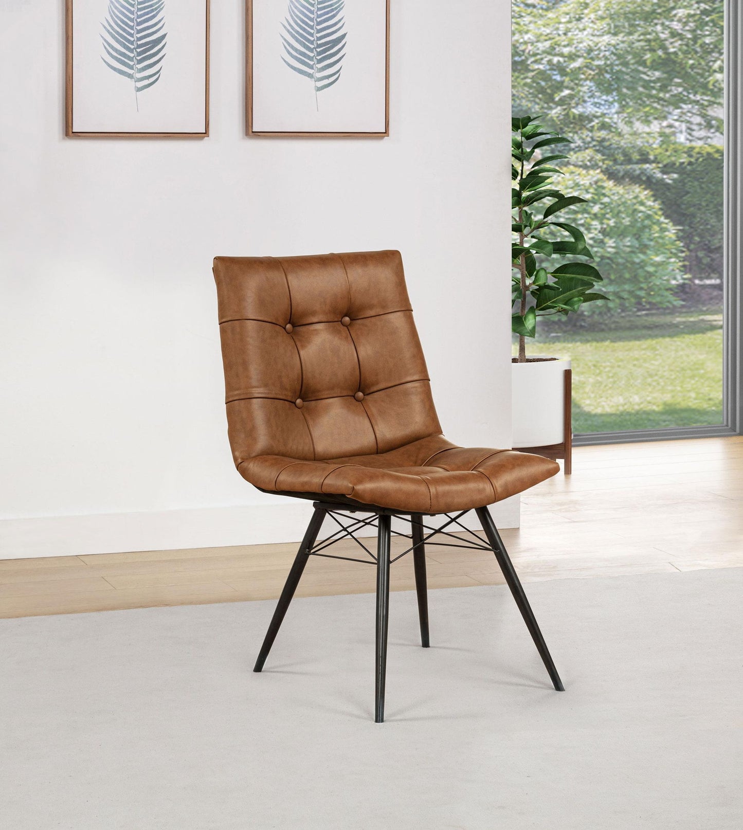 Aiken Faux Leather Upholstered Dining Side Chair Saddle Brown (Set of 4)