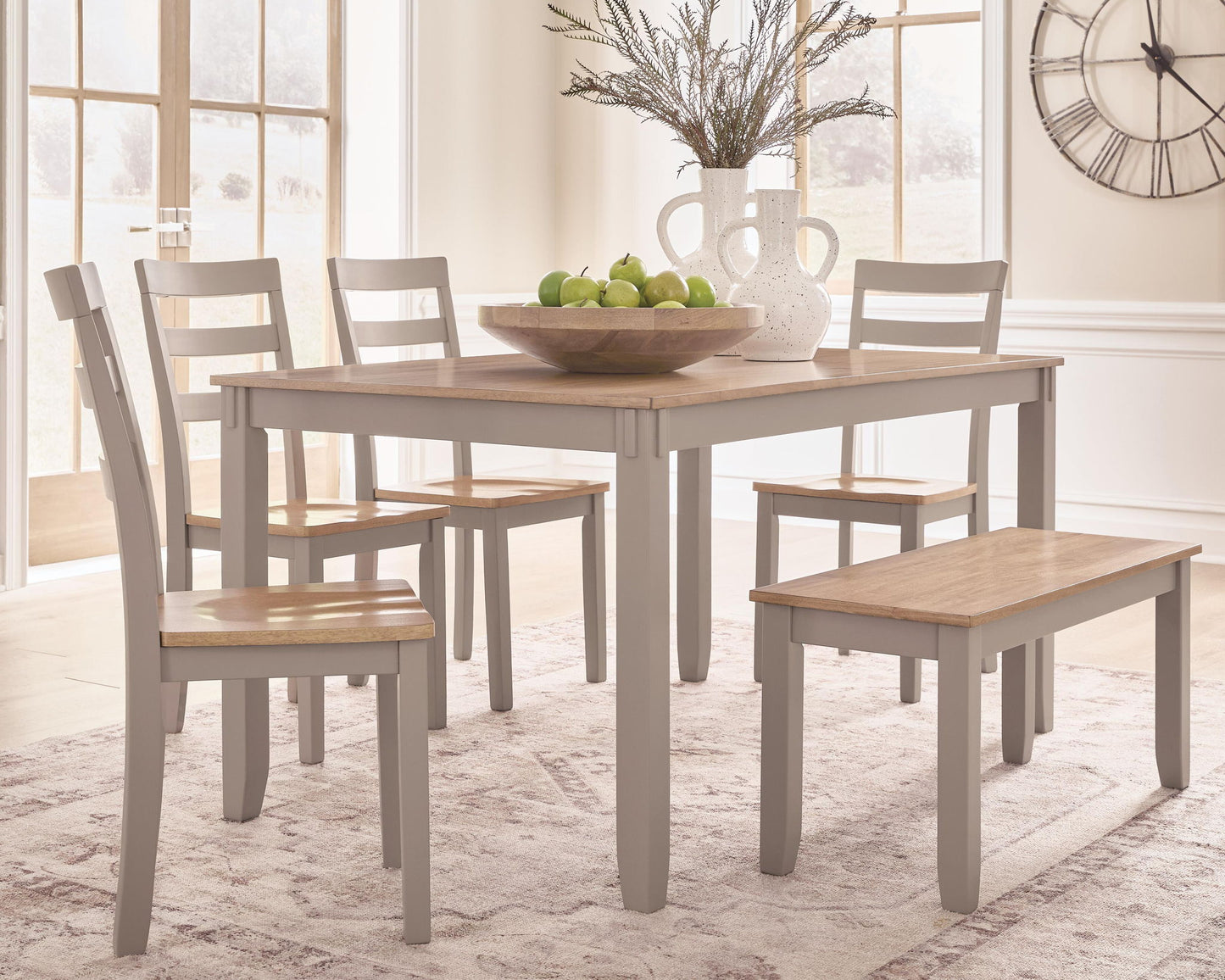 Harperfeld - Dining Room Table Set (Set of 6) - Natural / Gray