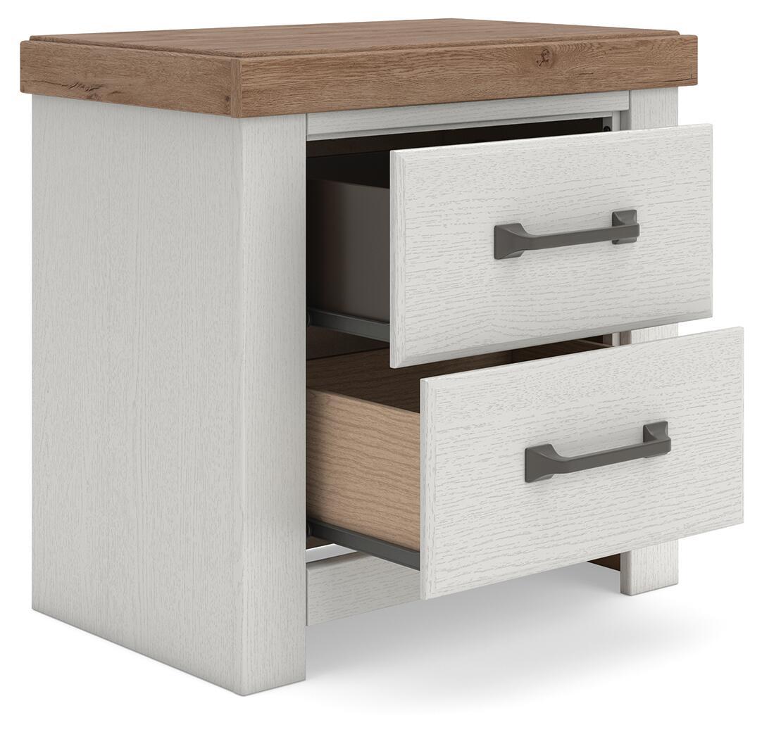 Savonport - Two Drawer Night Stand - White / Brown