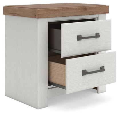 Savonport - Two Drawer Night Stand - White / Brown