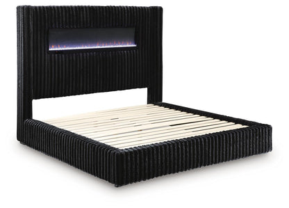 Tayleena - Upholstered Bed With Fireplace And Wireless Audio