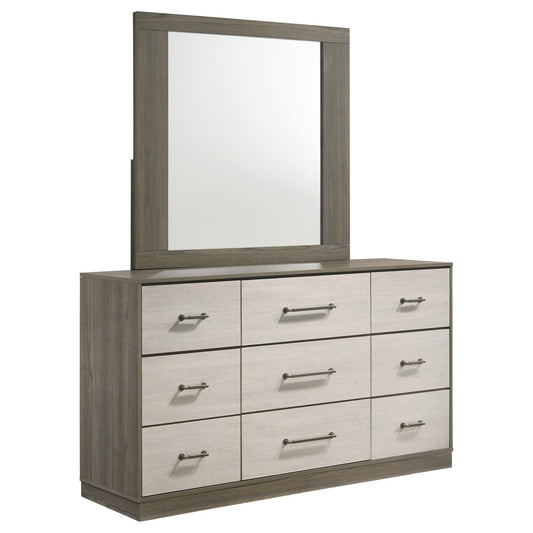 Fenwick 9-drawer Dresser with Mirror Grey Oak