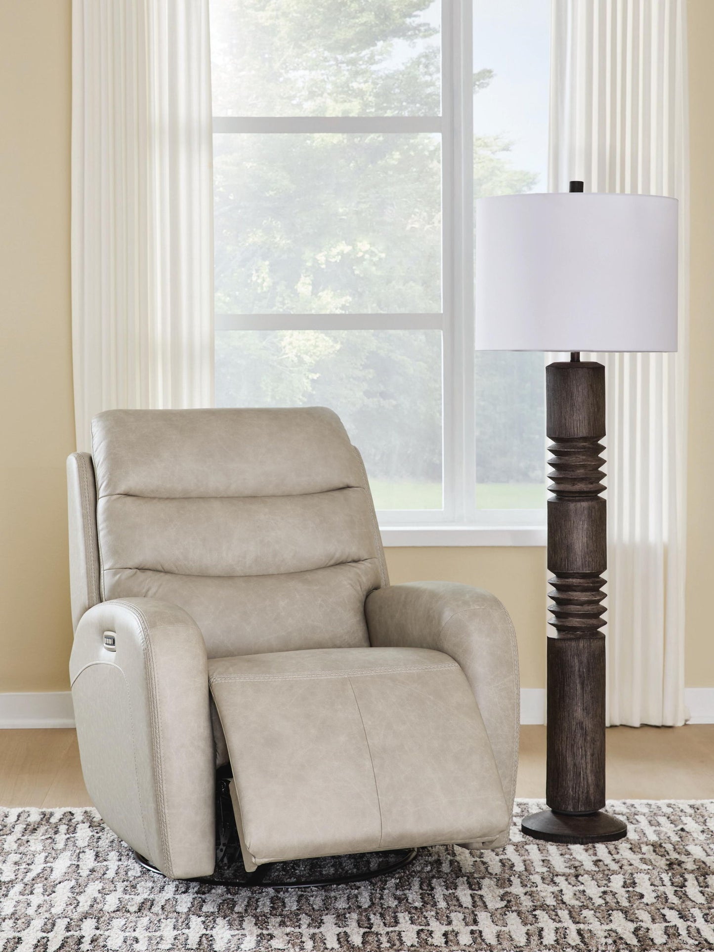Motion-Max - Swivel Glider Power Recliner - Stonewash