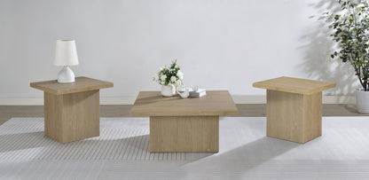 Devar 3-piece Square Cocktail Coffee End Table Set Latte