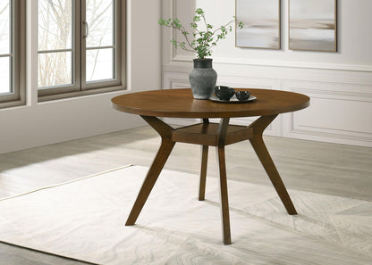 Mueller 48-inch Round Mindi Veneer Dining Table Brown