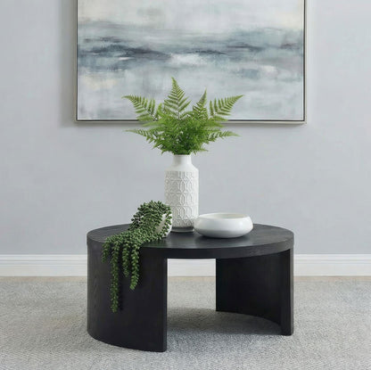 Sweeney 39-inch Round Wood Occasional Cocktail Coffee Table Black
