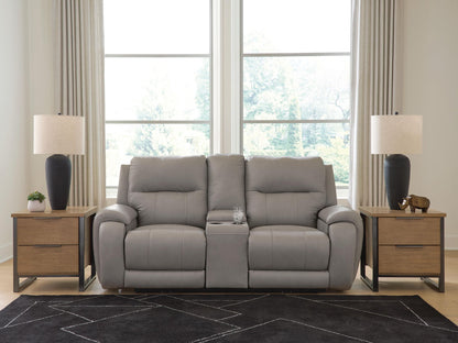 Real Moments - Power Reclining Loveseat With Audio Seating - Ash