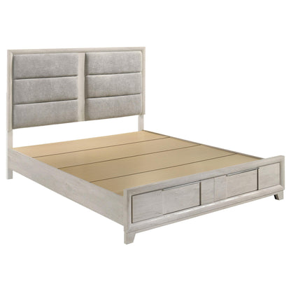 Farre Eastern King Upholstered Storage Platform Bed Washed Grey