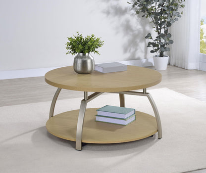 Dacre Round Engineered Wood Top Coffee Table Greige