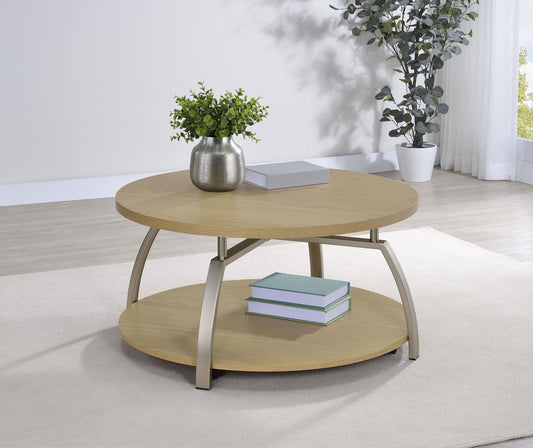 Dacre Round Engineered Wood Top Coffee Table Greige