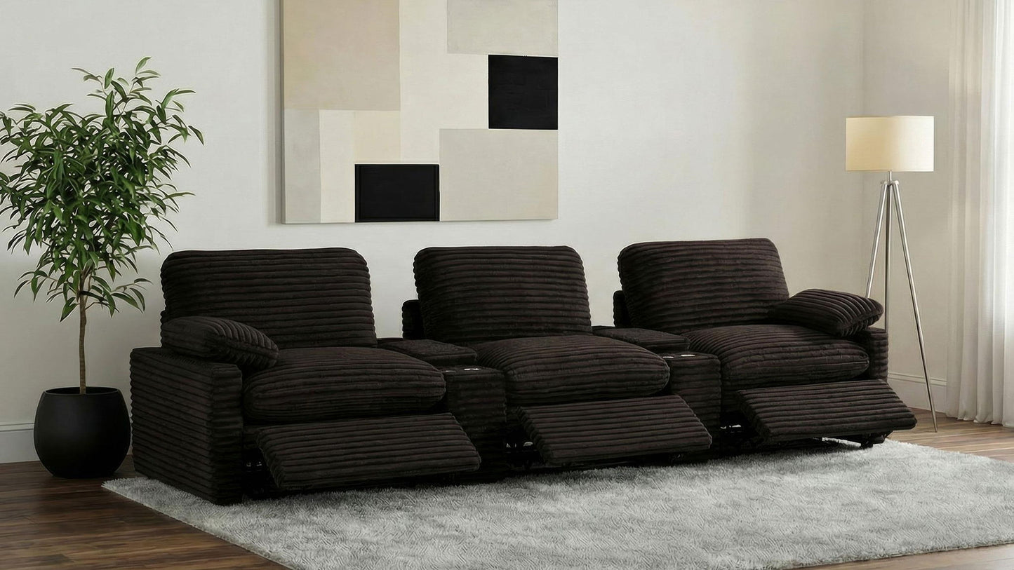 Collins 5-Piece Power Reclining Home Theater Seating Chocolate Brown