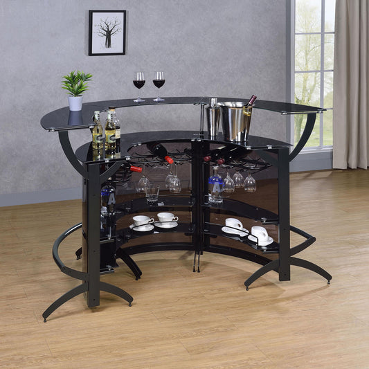 Dallas 3-piece Curved Freestanding Home Bar Cabinet Black